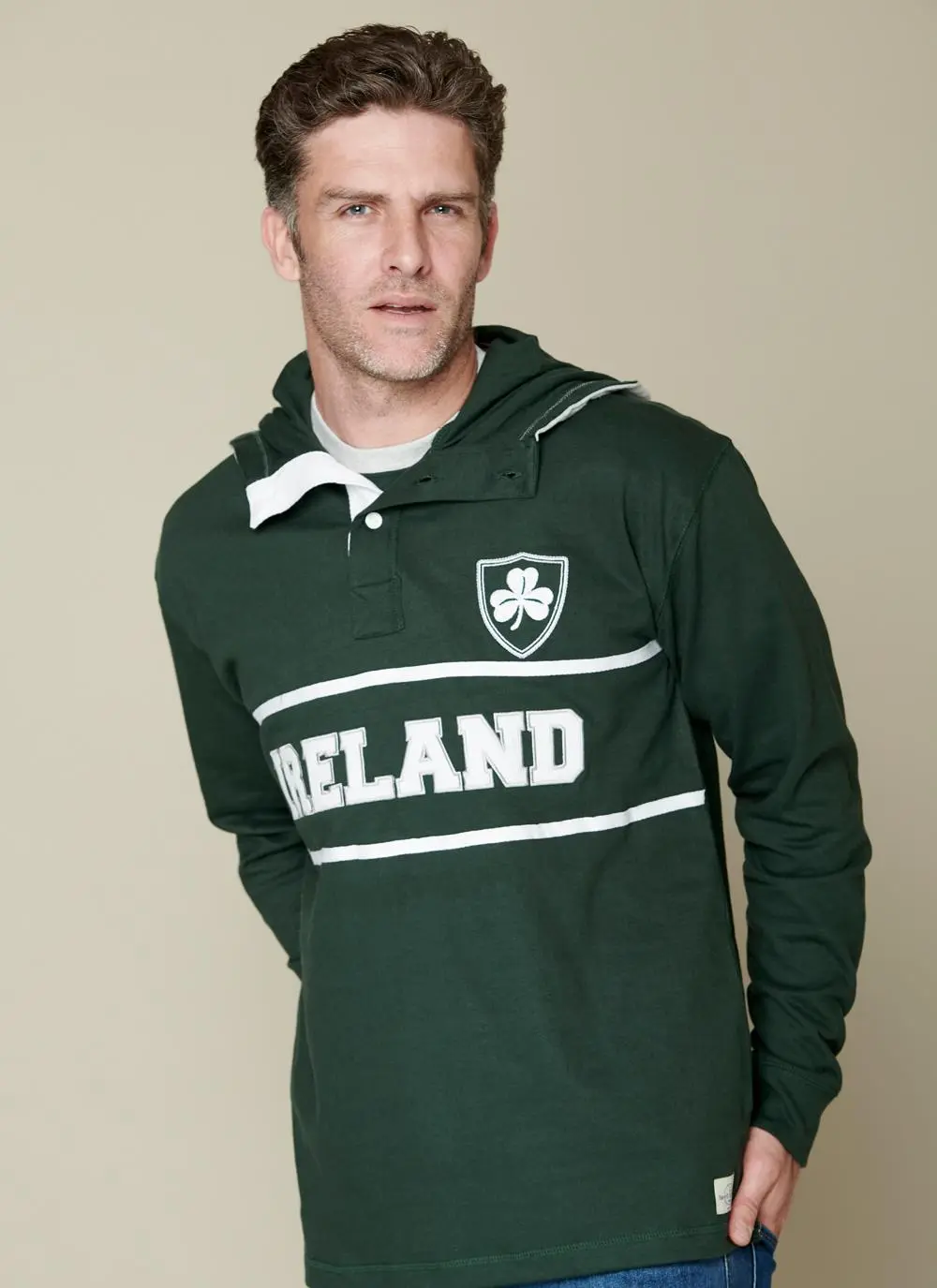 Ireland High Neck Button Hoodie