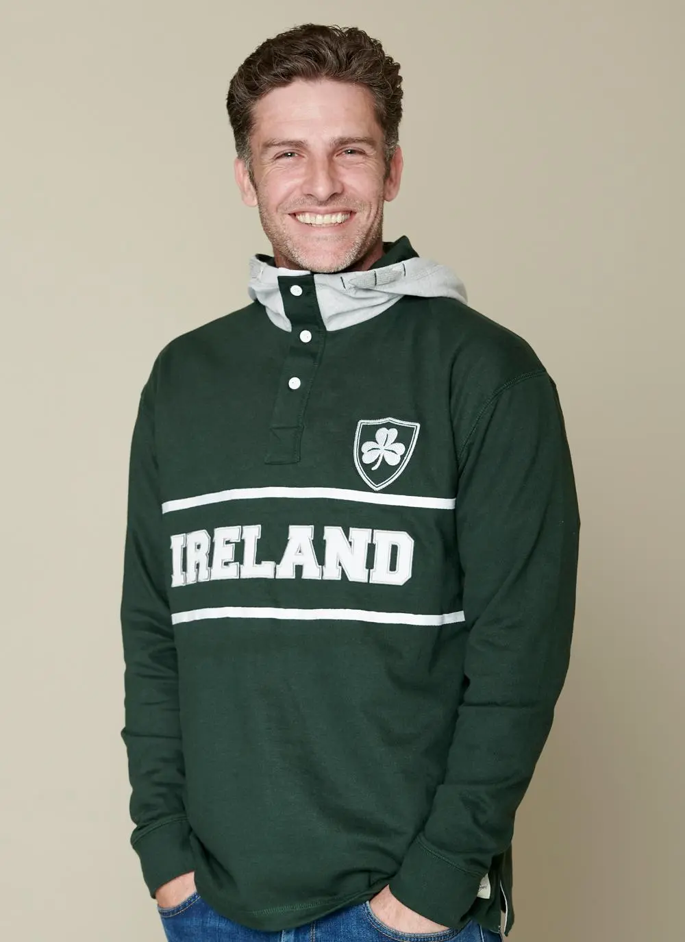 Ireland High Neck Button Hoodie