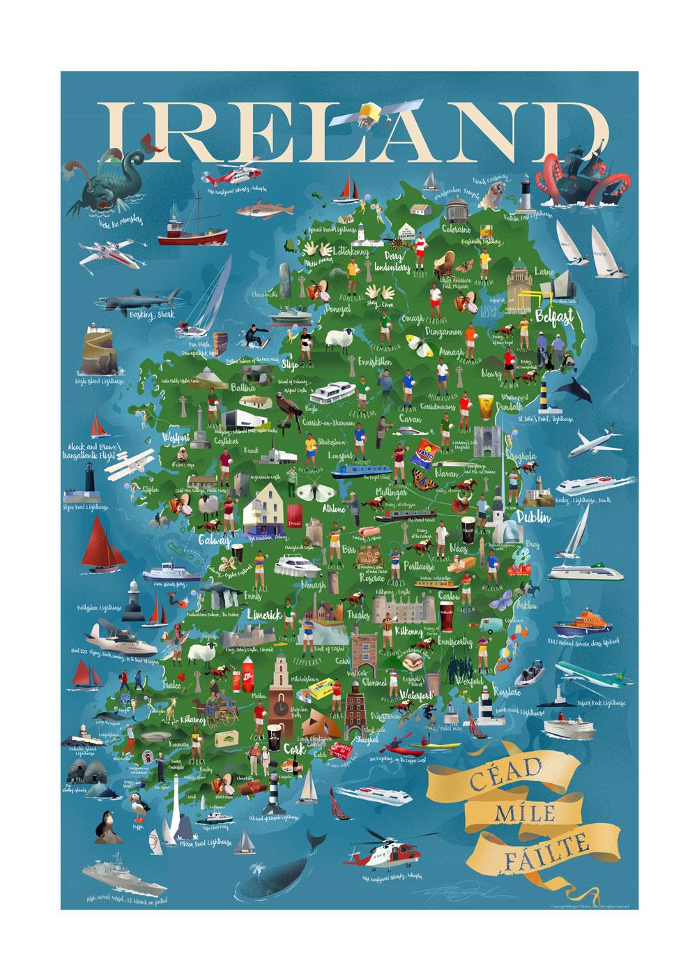hardwerkend Belichamen Het koud krijgen Map of Ireland A2 Poster | Blarney