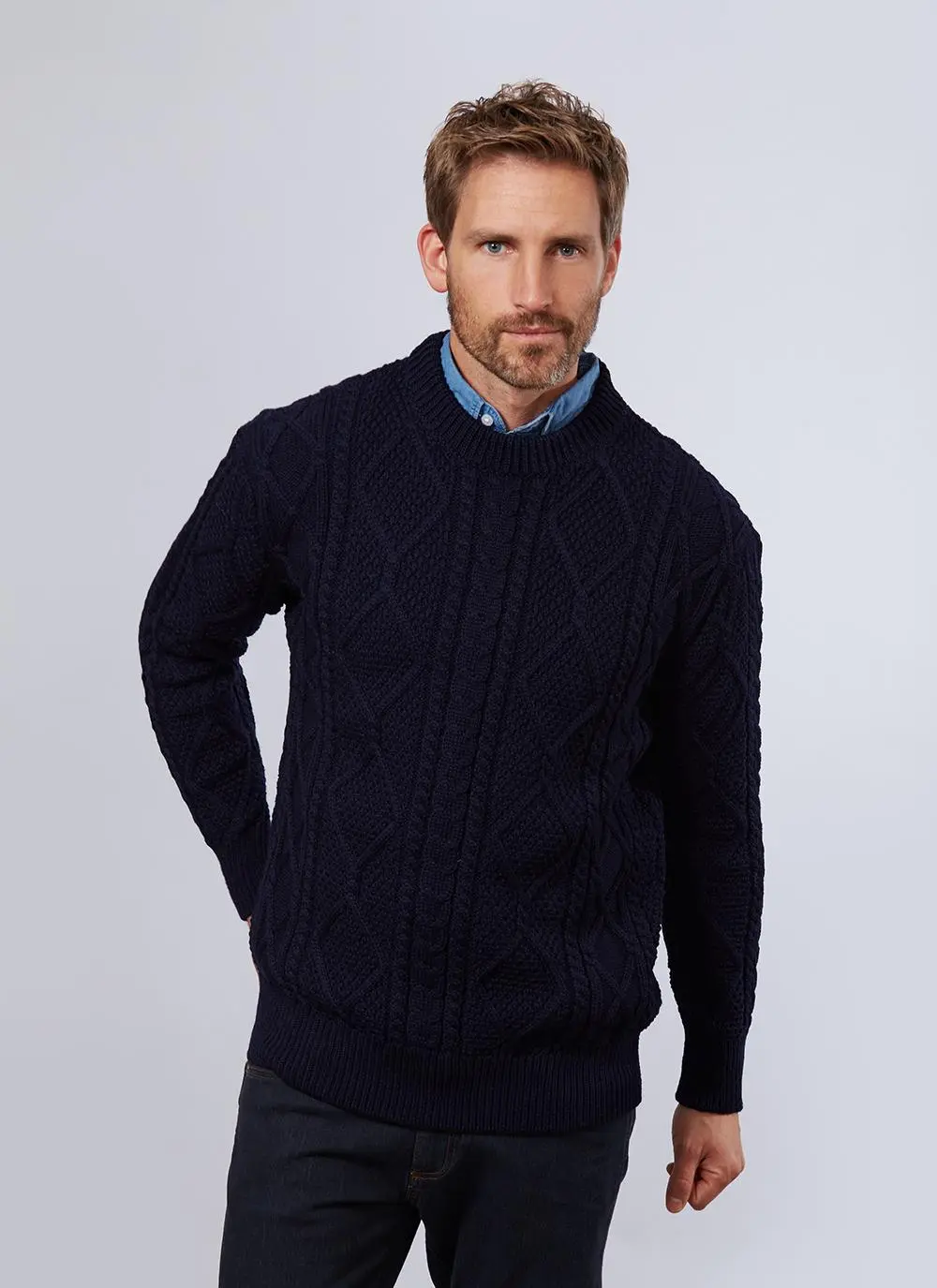 Jamie Crew Neck Aran Sweater