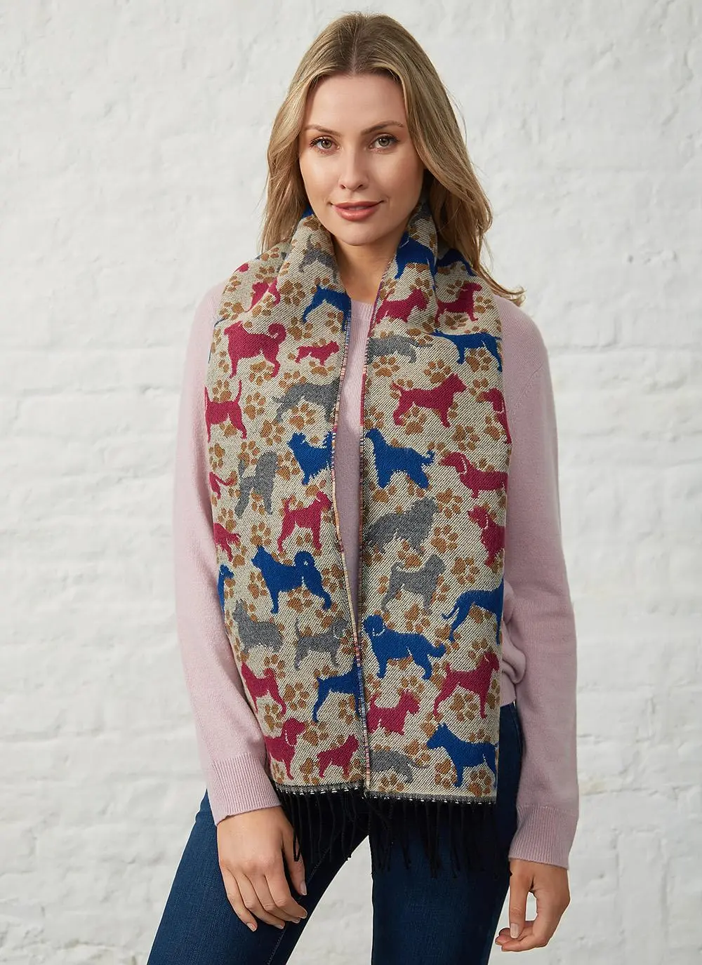 Dog Fringed Scarf