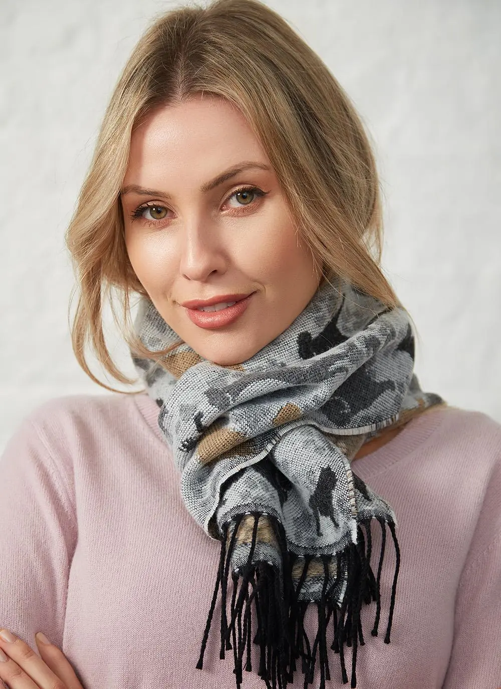 Dog Fringed Scarf
