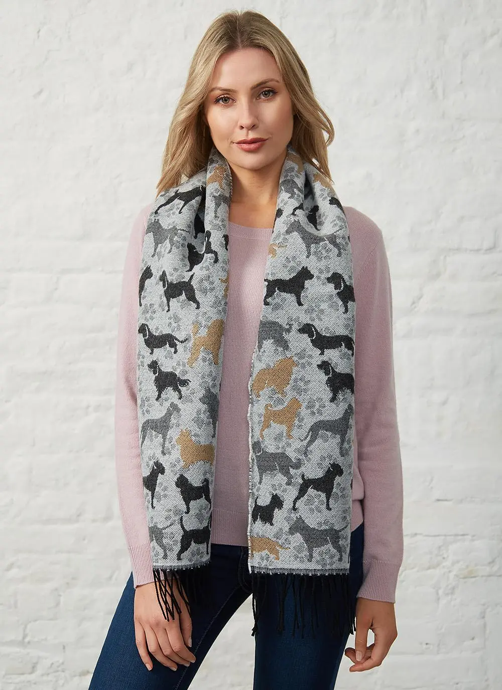 Dog Fringed Scarf