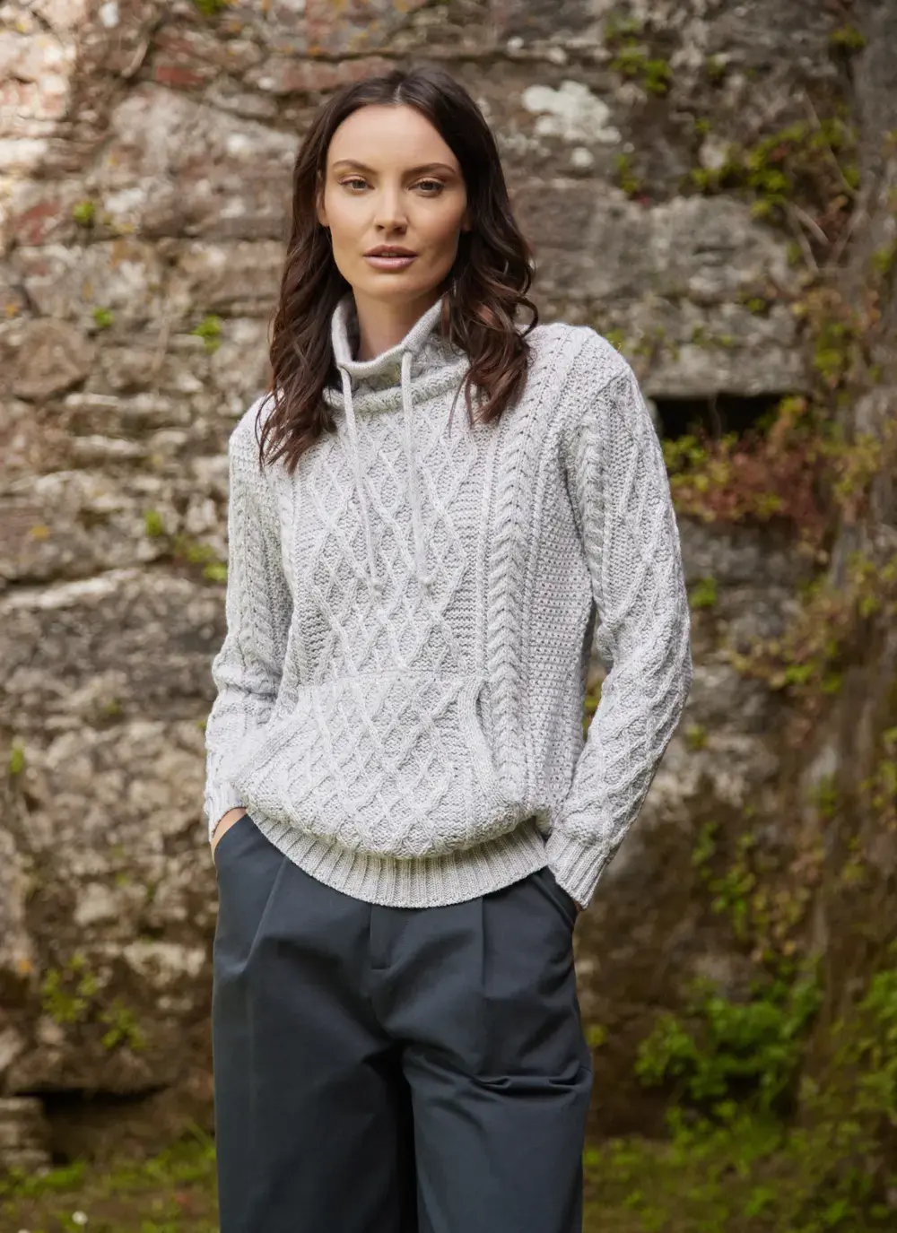Aine Kangaroo Pocket Aran Sweater