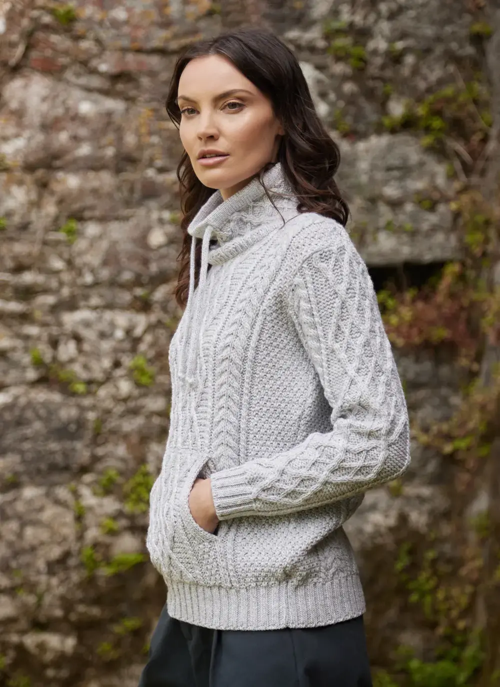 Aine Kangaroo Pocket Aran Sweater