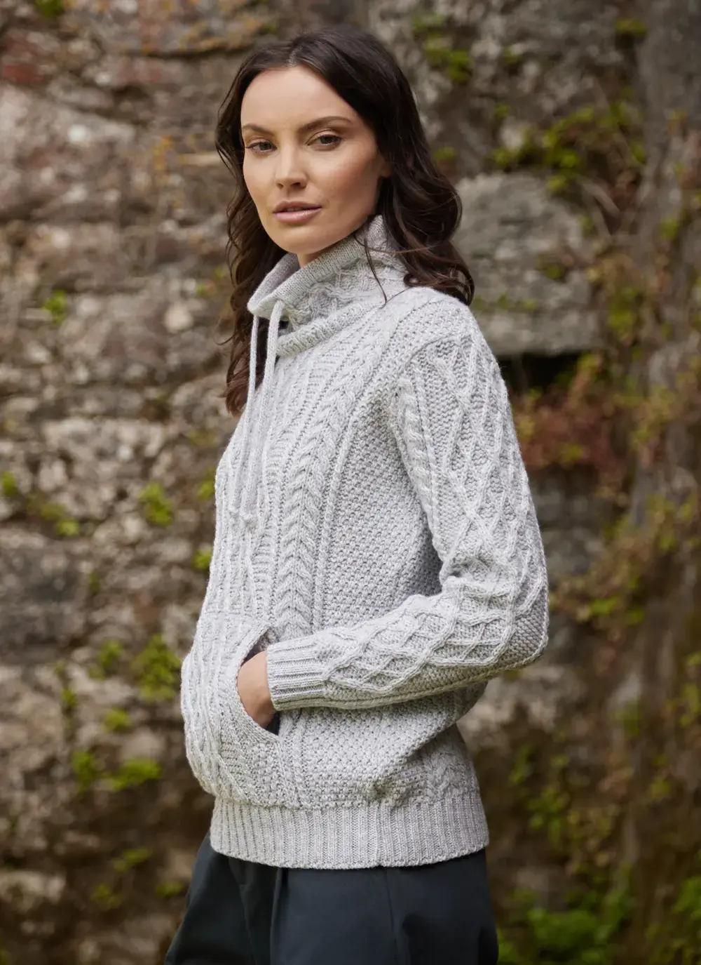 Aine Kangaroo Pocket Aran Sweater