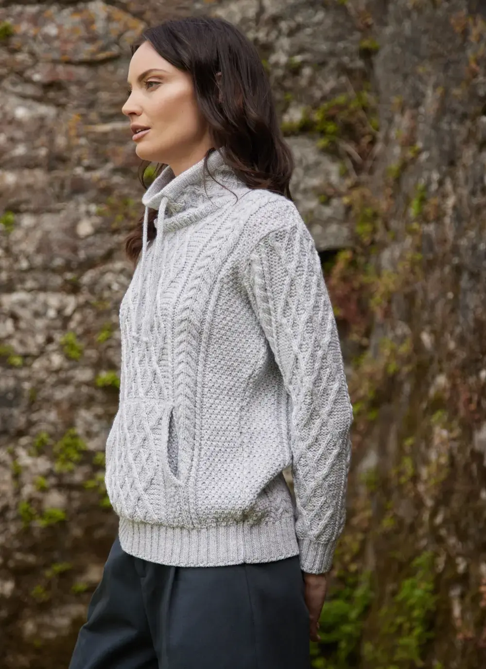 Aine Kangaroo Pocket Aran Sweater