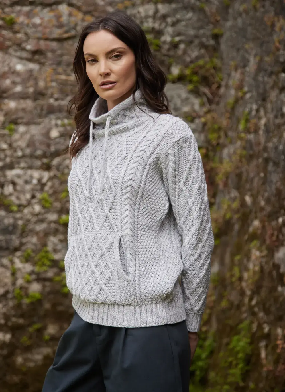 Aine Kangaroo Pocket Aran Sweater