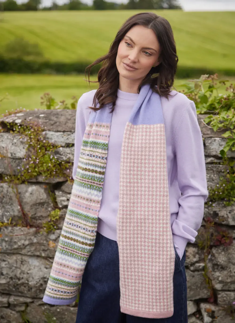 Kerse Fairisle Scarf in Lilac