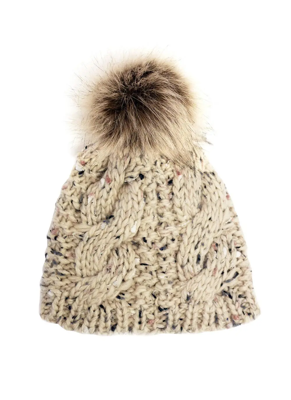 Kids Oatmeal Speckle Wool Bobble Hat