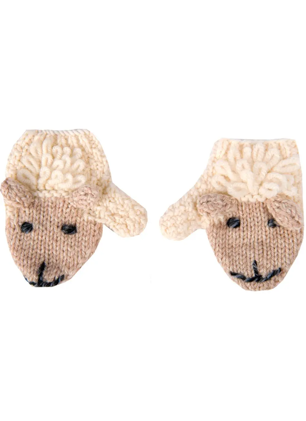 Kids Hand-Knit Sheep Mittens