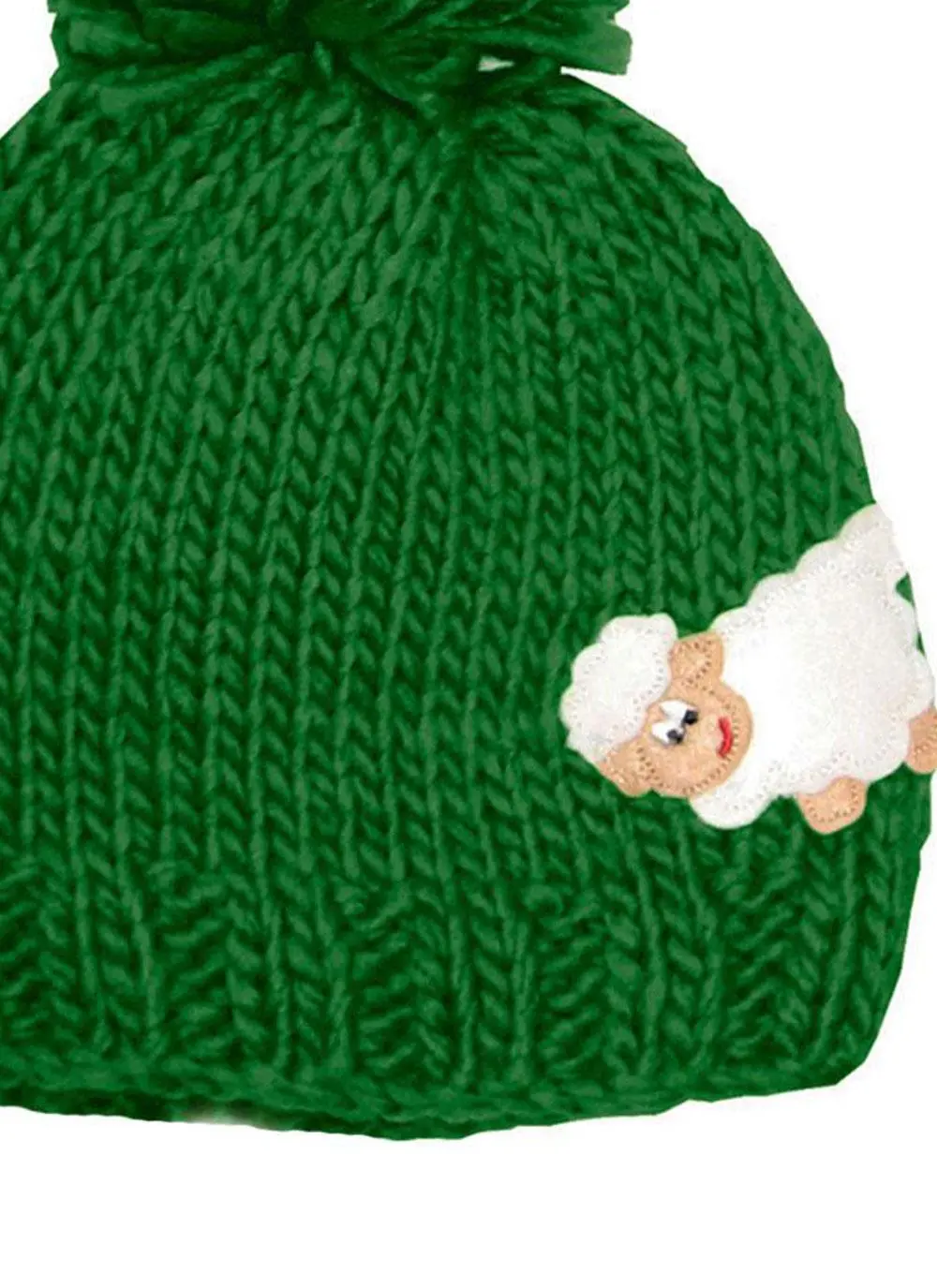 Kid's Knitted Sheep Hat Green