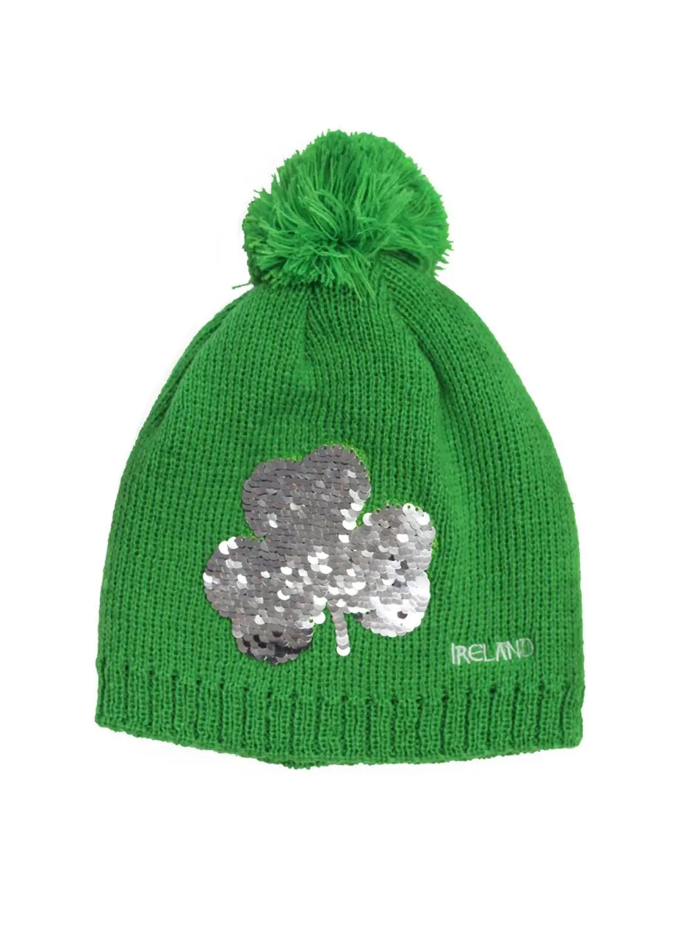 Kids Reversible Sequin Shamrock Knit Hat
