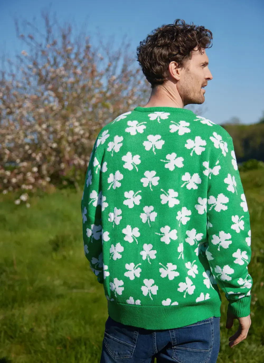 Unisex Green Knit Shamrock Sweater