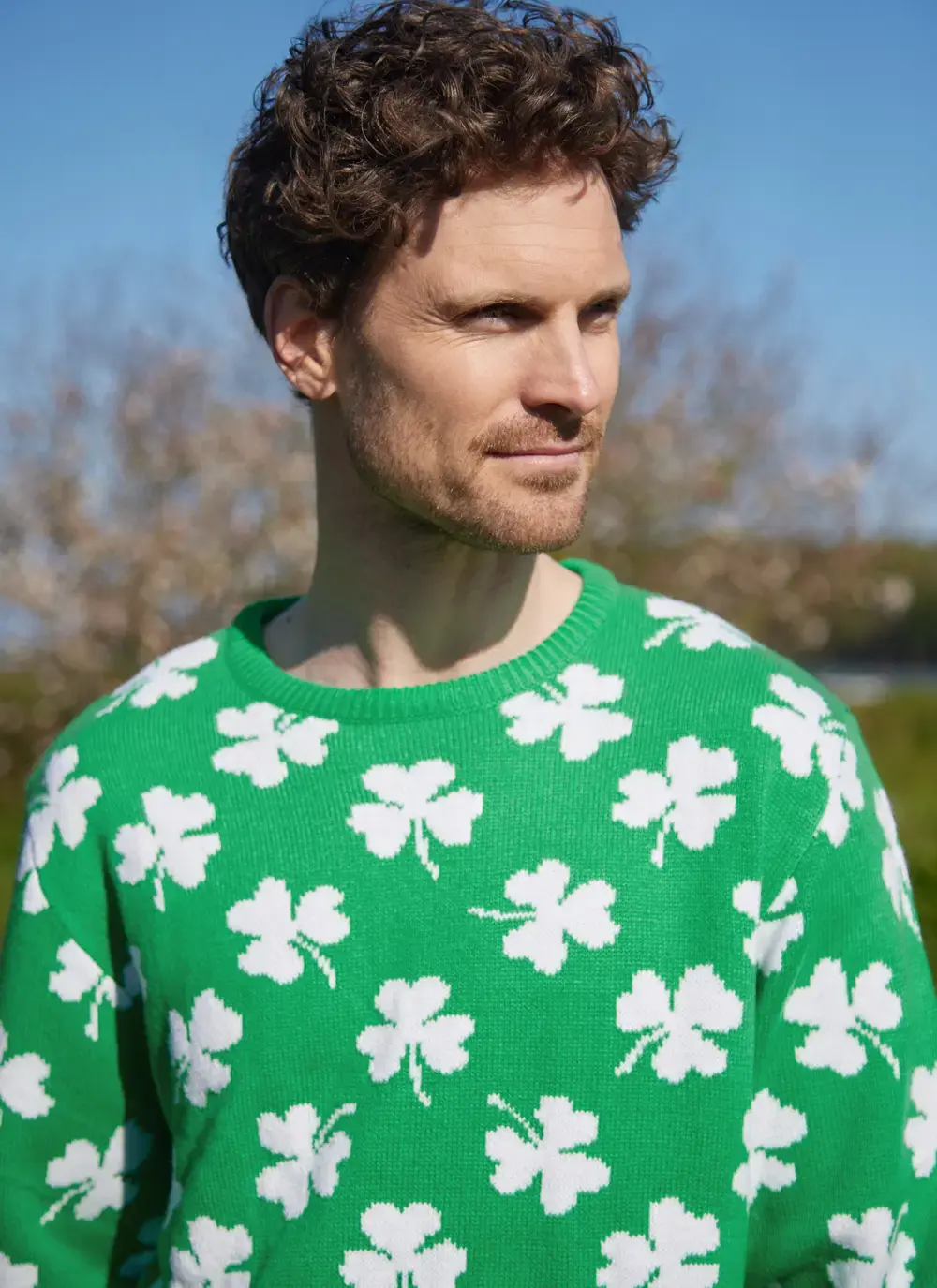 Unisex Green Knit Shamrock Sweater