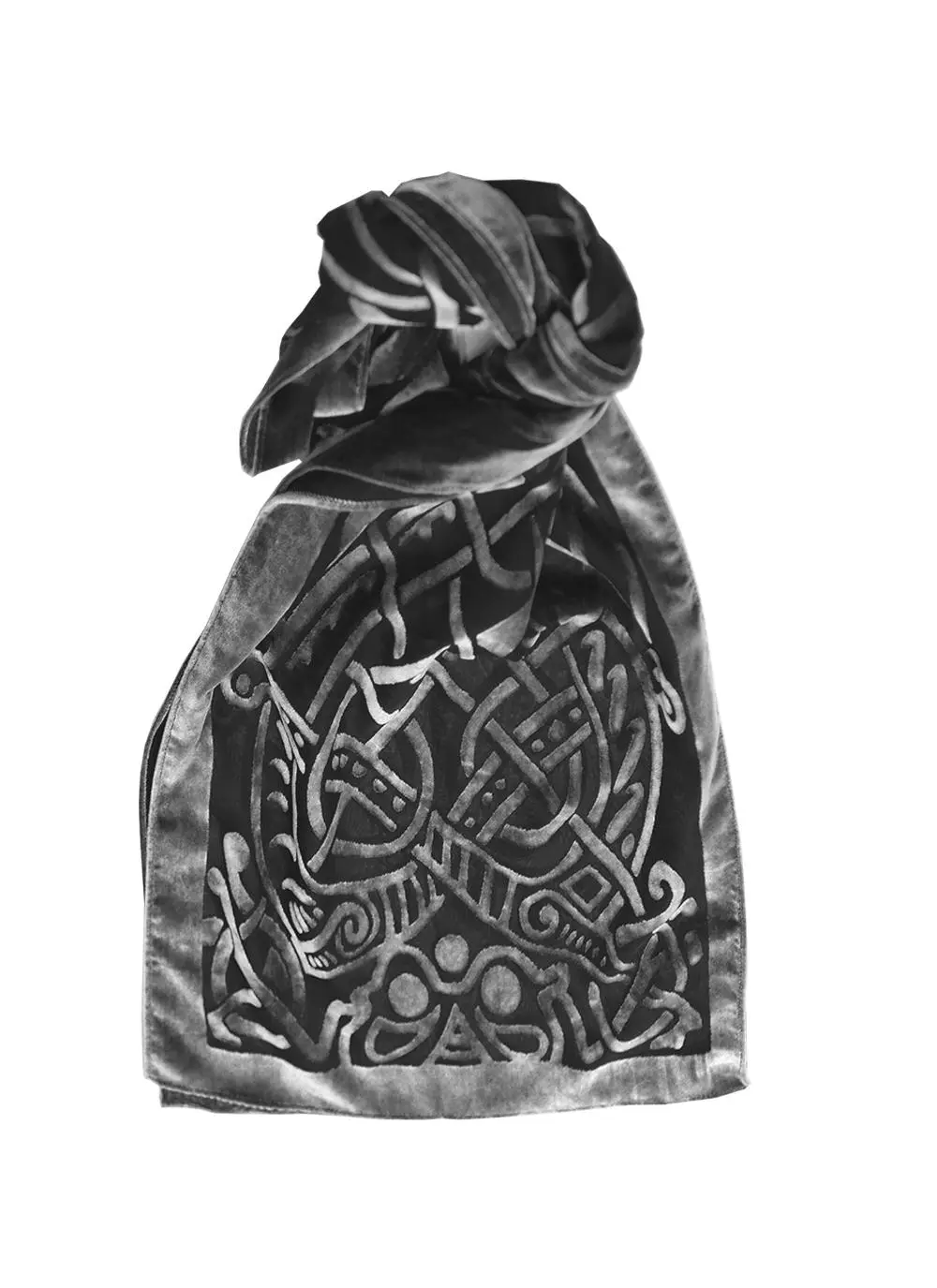 Celtic Burn Out Velour Scarf - Grey & Silver