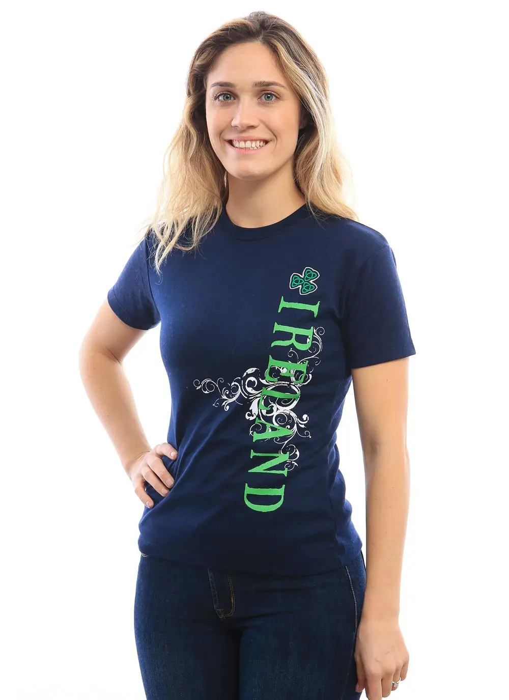 Ladies Ireland Side Print T-Shirt Navy