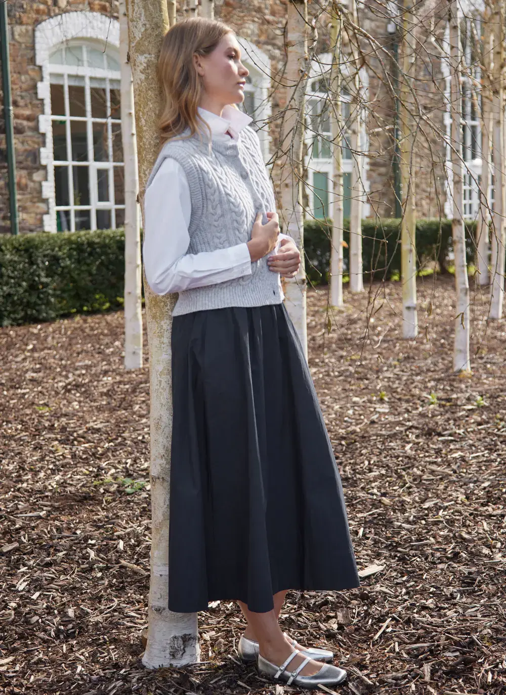 Ladies Sleeveless Aran Cardigan 