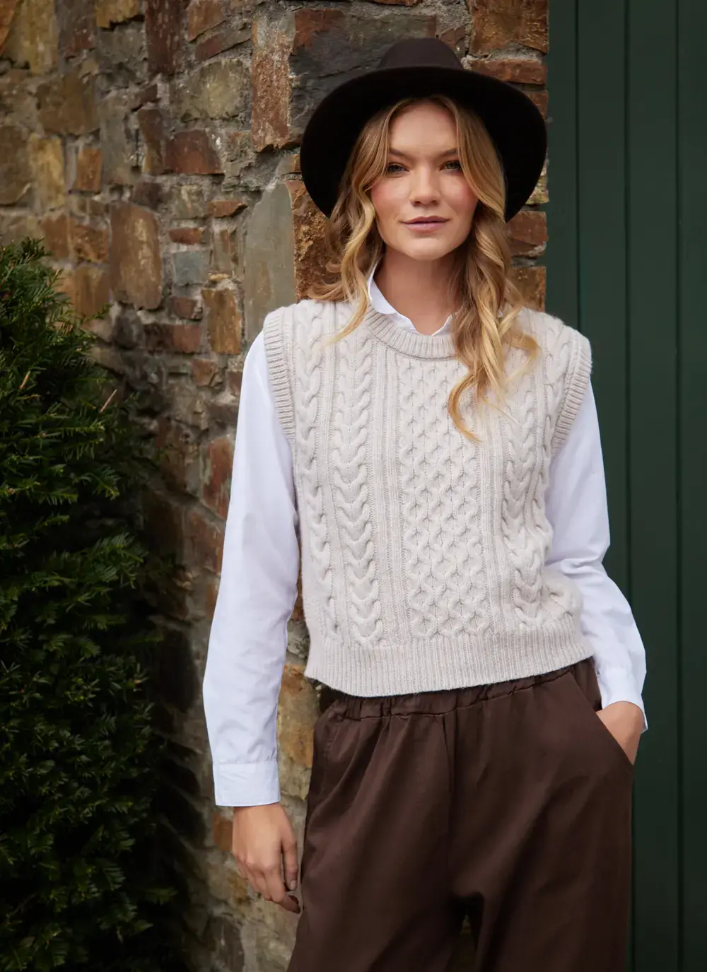 Ladies Sleeveless Aran Vest