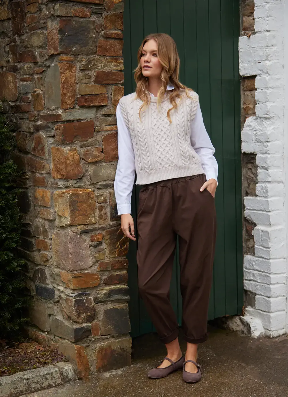 Ladies Sleeveless Aran Vest