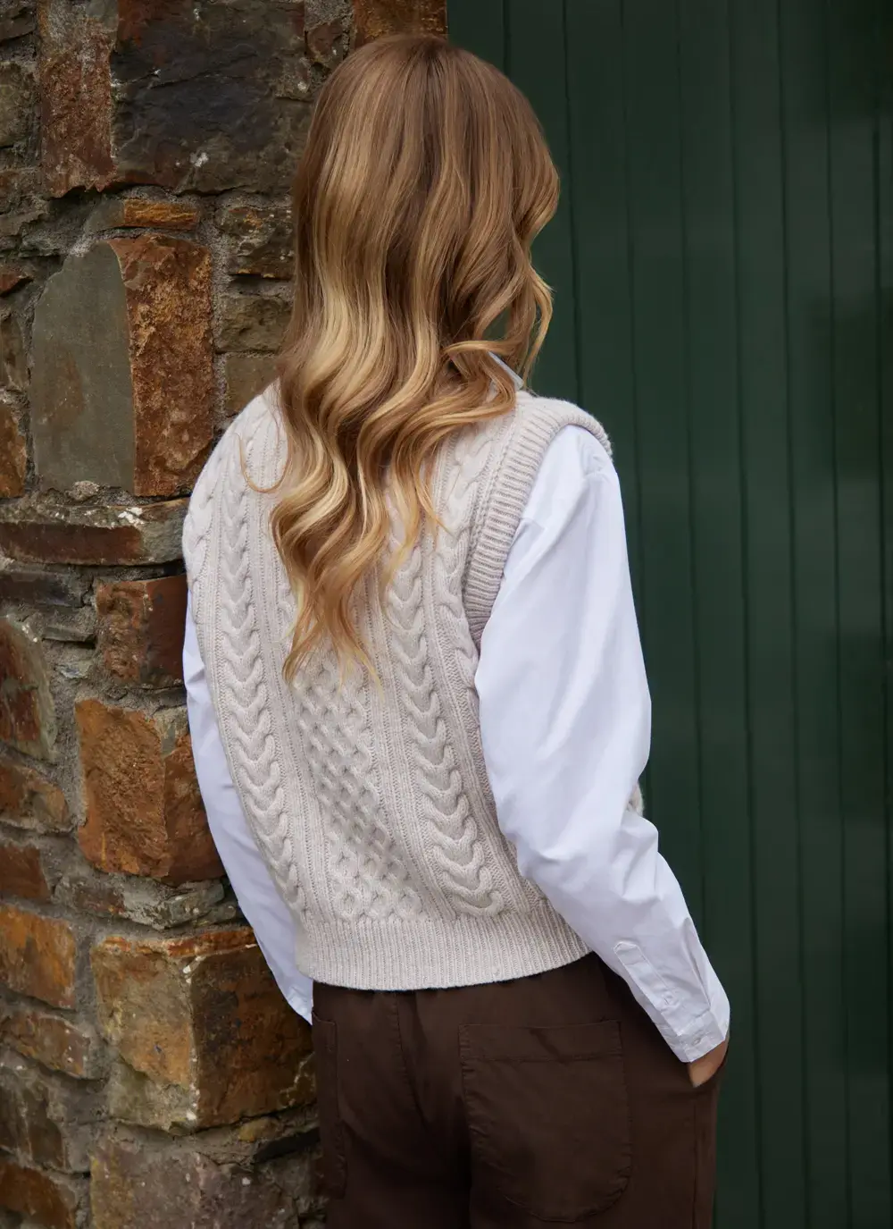 Ladies Sleeveless Aran Vest