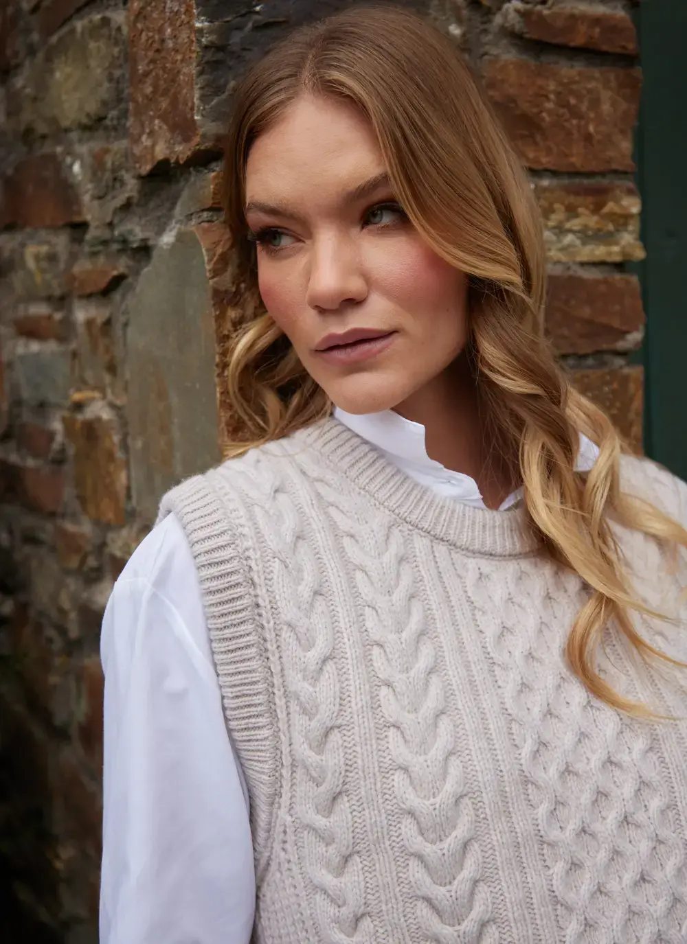 Ladies Sleeveless Aran Vest