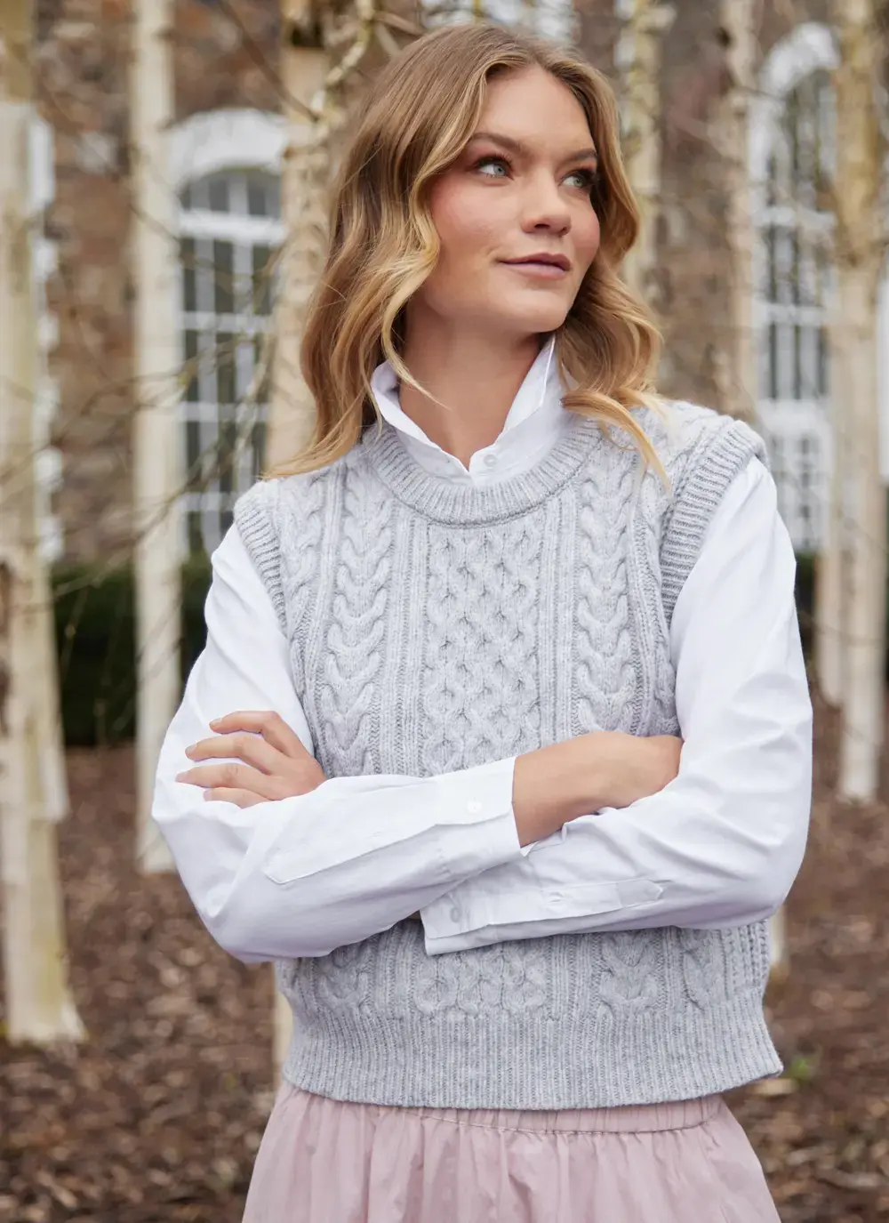 Ladies Sleeveless Aran Vest