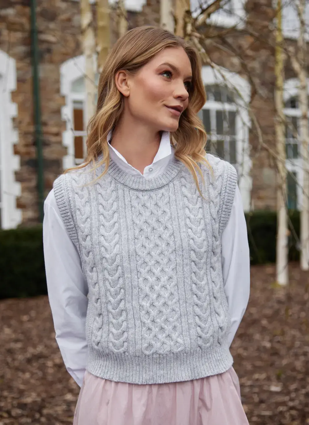 Ladies Sleeveless Aran Vest
