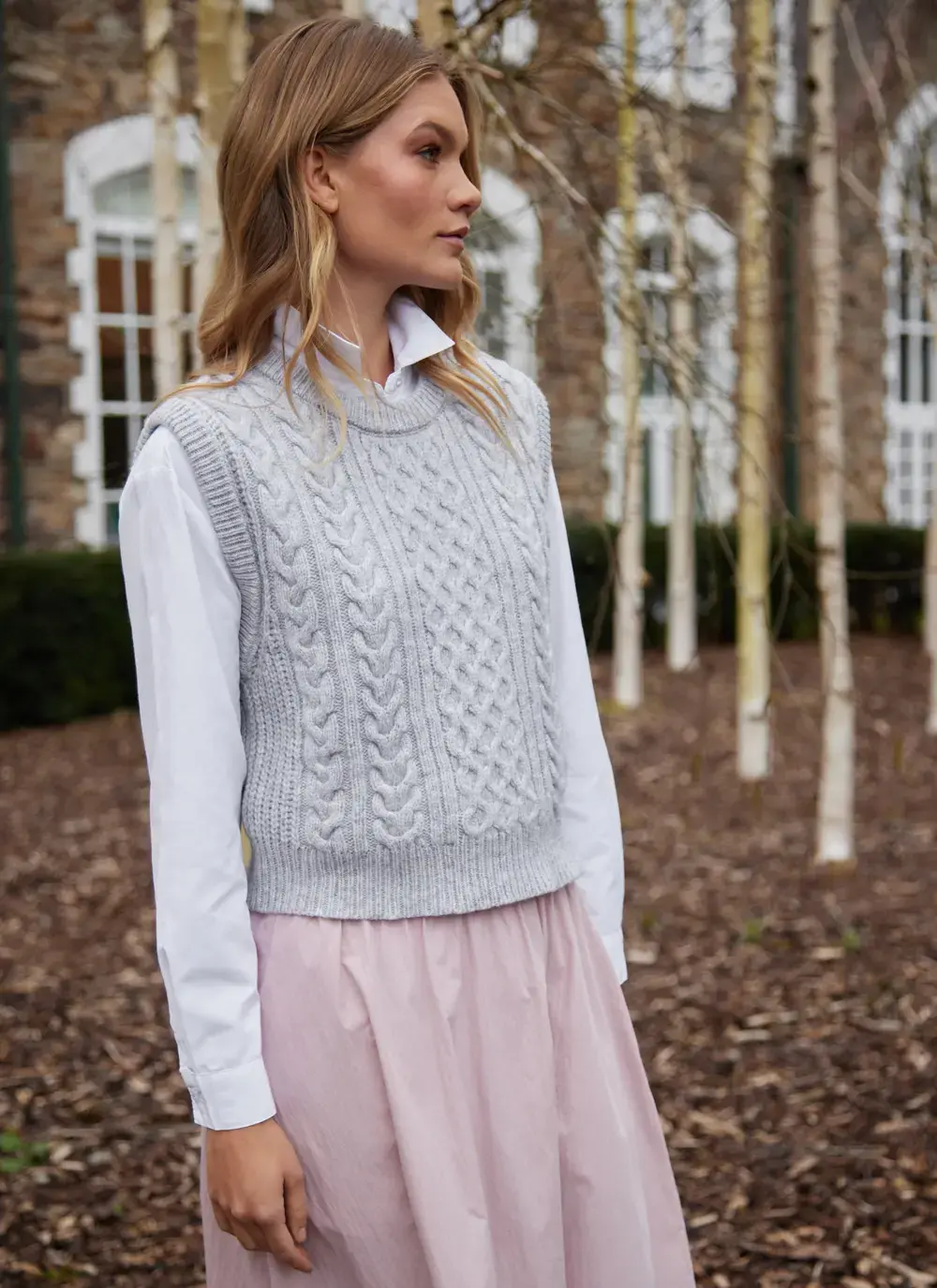 Ladies Sleeveless Aran Vest