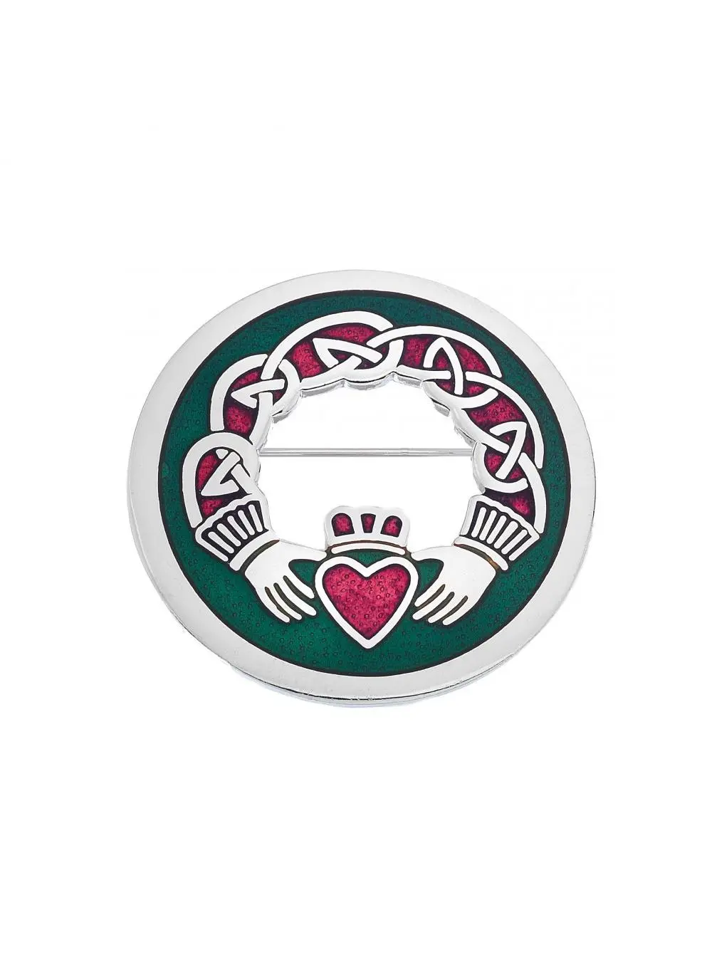 Large Enamel Claddagh Brooch