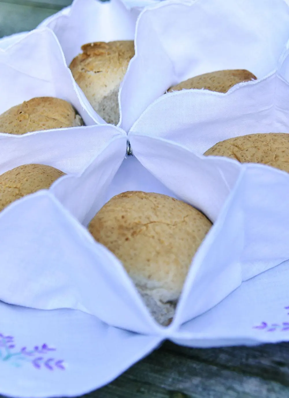 Lavender Embroidered Bread Roll Holder