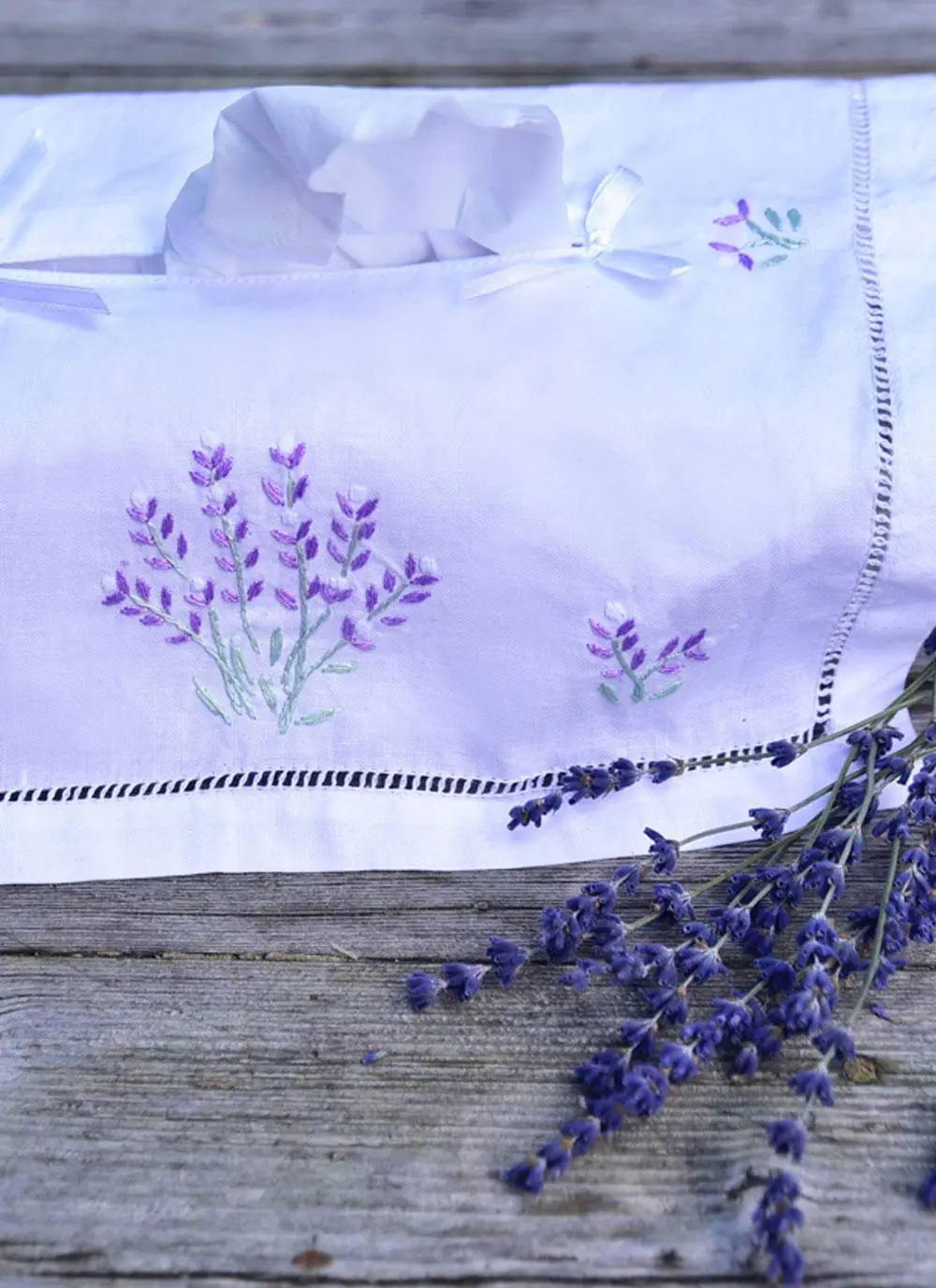 Lavender Embroidered Tissue Box Cover
