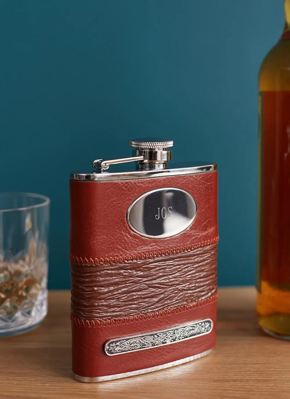 Personalized Leather Bound Hip Flask
