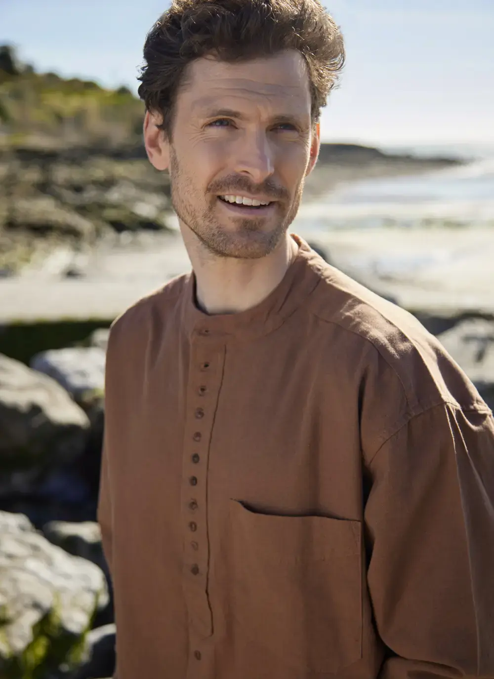 Andrew Cotton Linen Grandfather Shirt