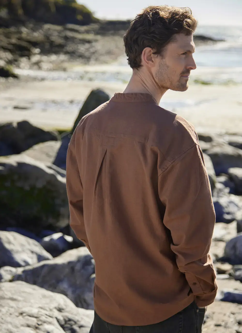 Andrew Cotton Linen Grandfather Shirt