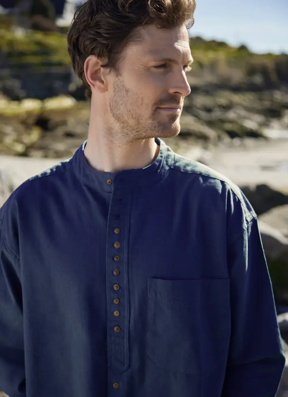 Andrew Cotton Linen Grandfather Shirt