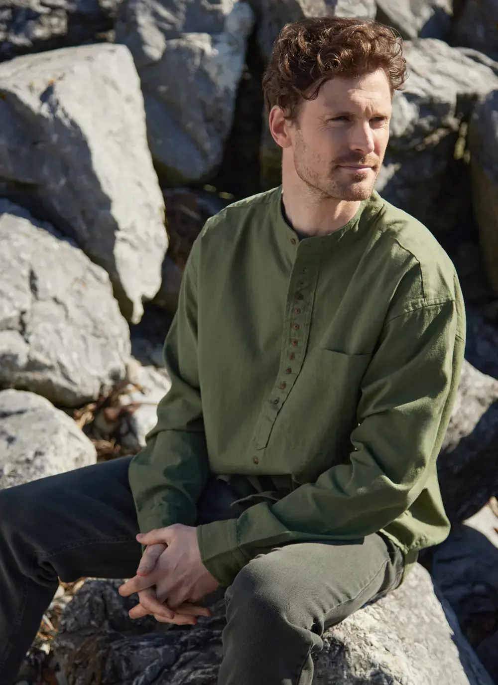 Andrew Cotton Linen Grandfather Shirt