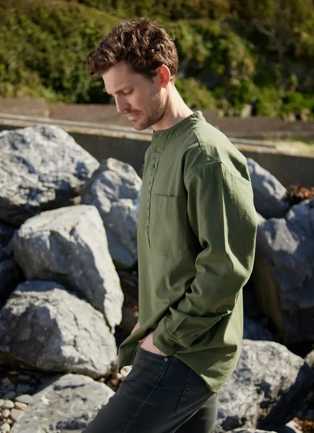 Andrew Cotton Linen Grandfather Shirt