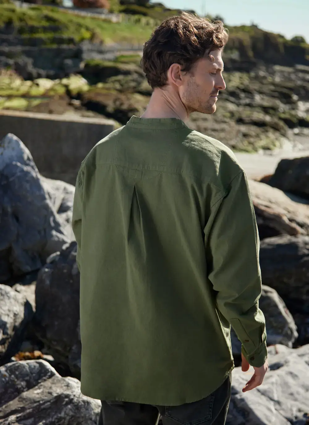 Andrew Cotton Linen Grandfather Shirt