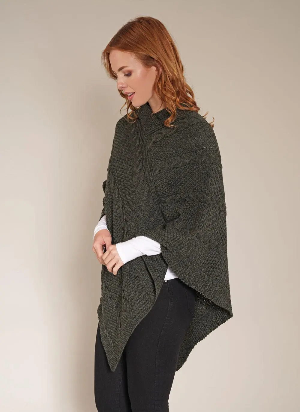 Maire Aran Wool Poncho