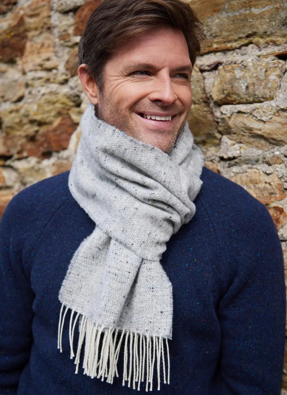 Tweed Lambswool Scarf in Light Grey | Blarney