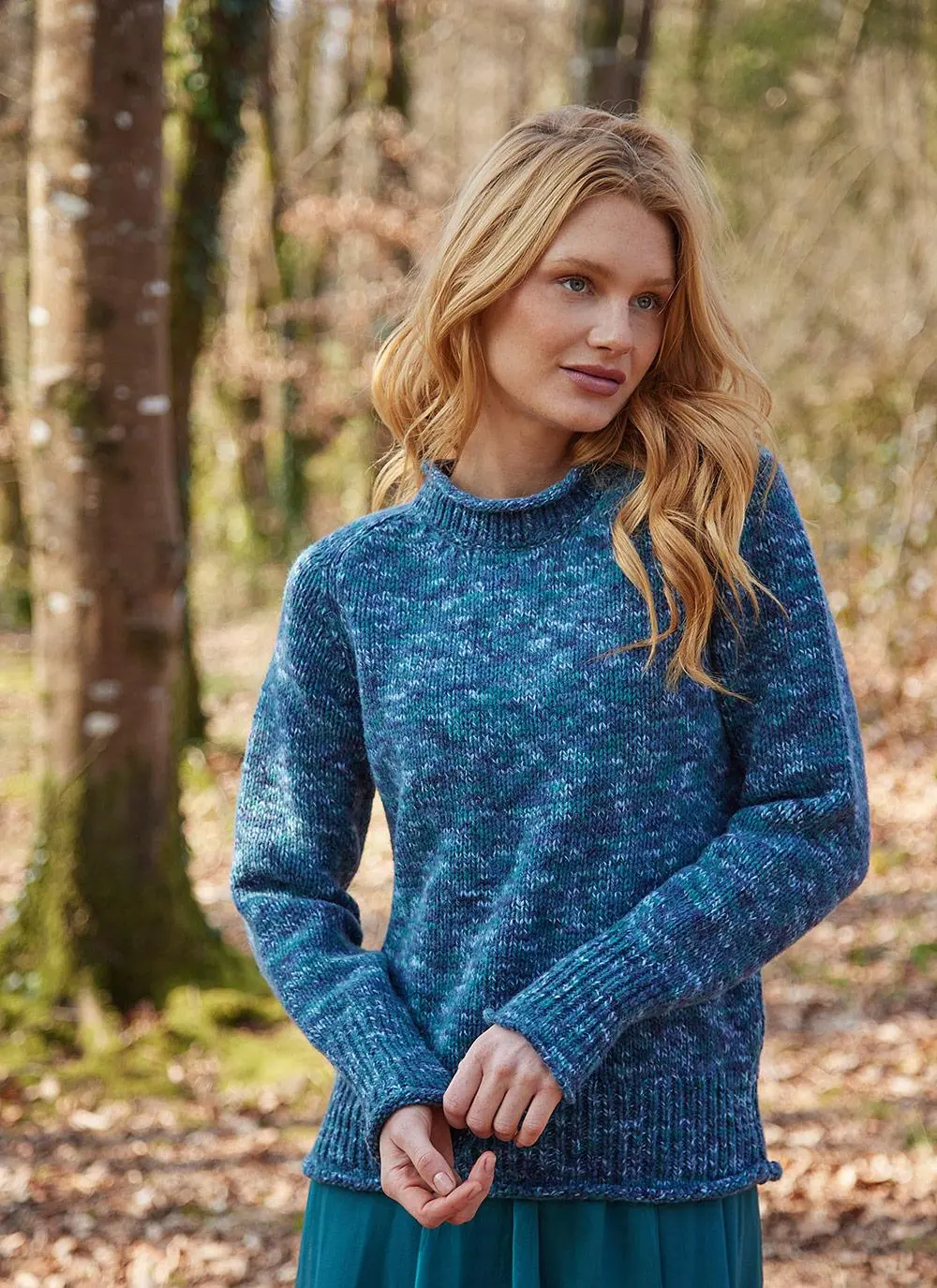 Fisherman Space Dye Roll Neck Sweater