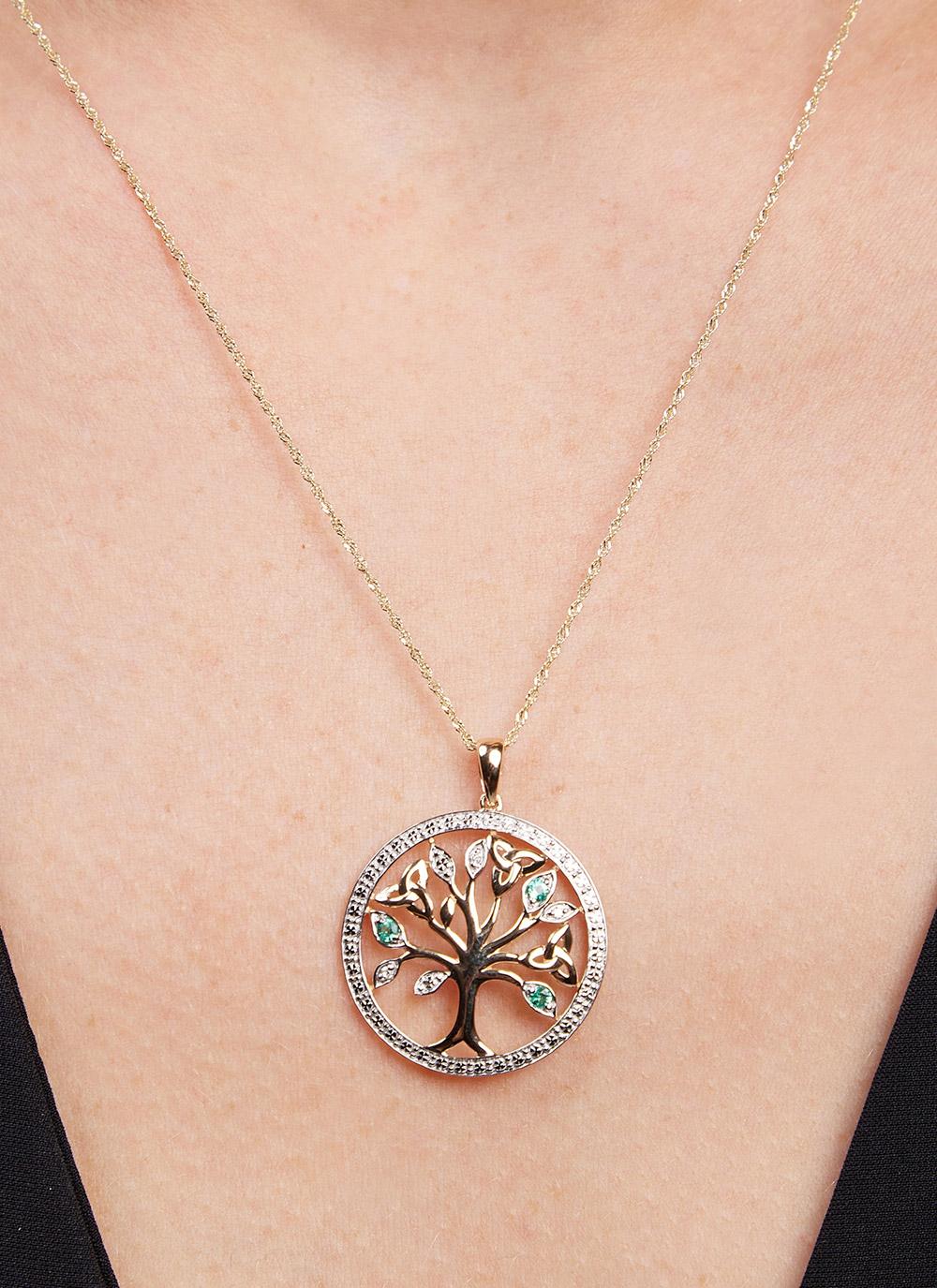 14K Gold Tree Of Life Pendant With 