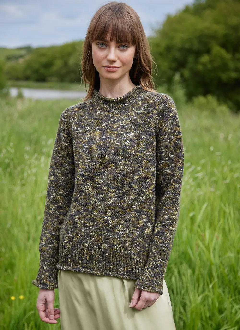 Fisherman Space Dye Roll Neck Sweater