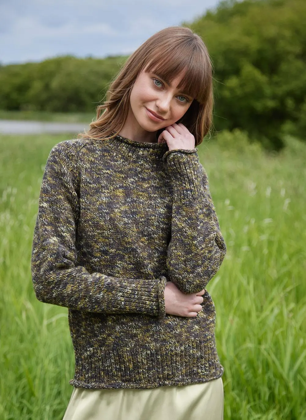 Fisherman Space Dye Roll Neck Sweater
