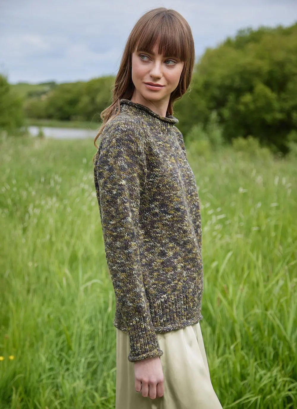 Fisherman Space Dye Roll Neck Sweater