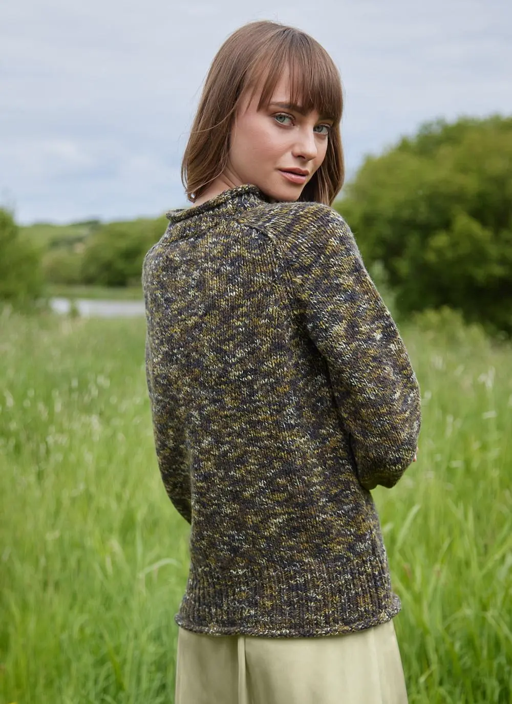 Fisherman Space Dye Roll Neck Sweater