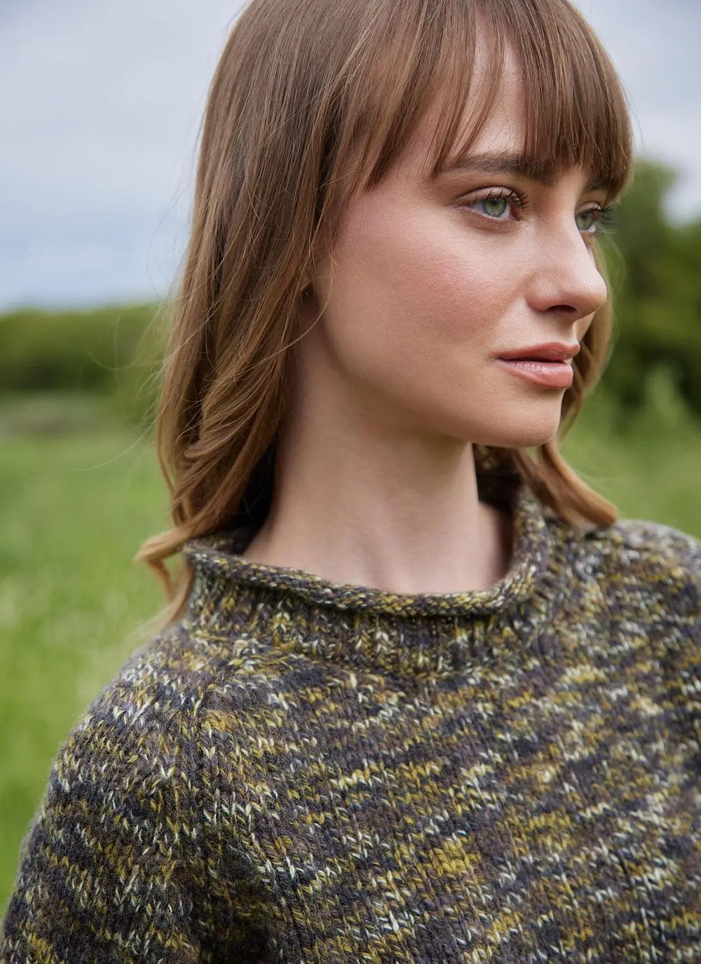 Fisherman Space Dye Roll Neck Sweater