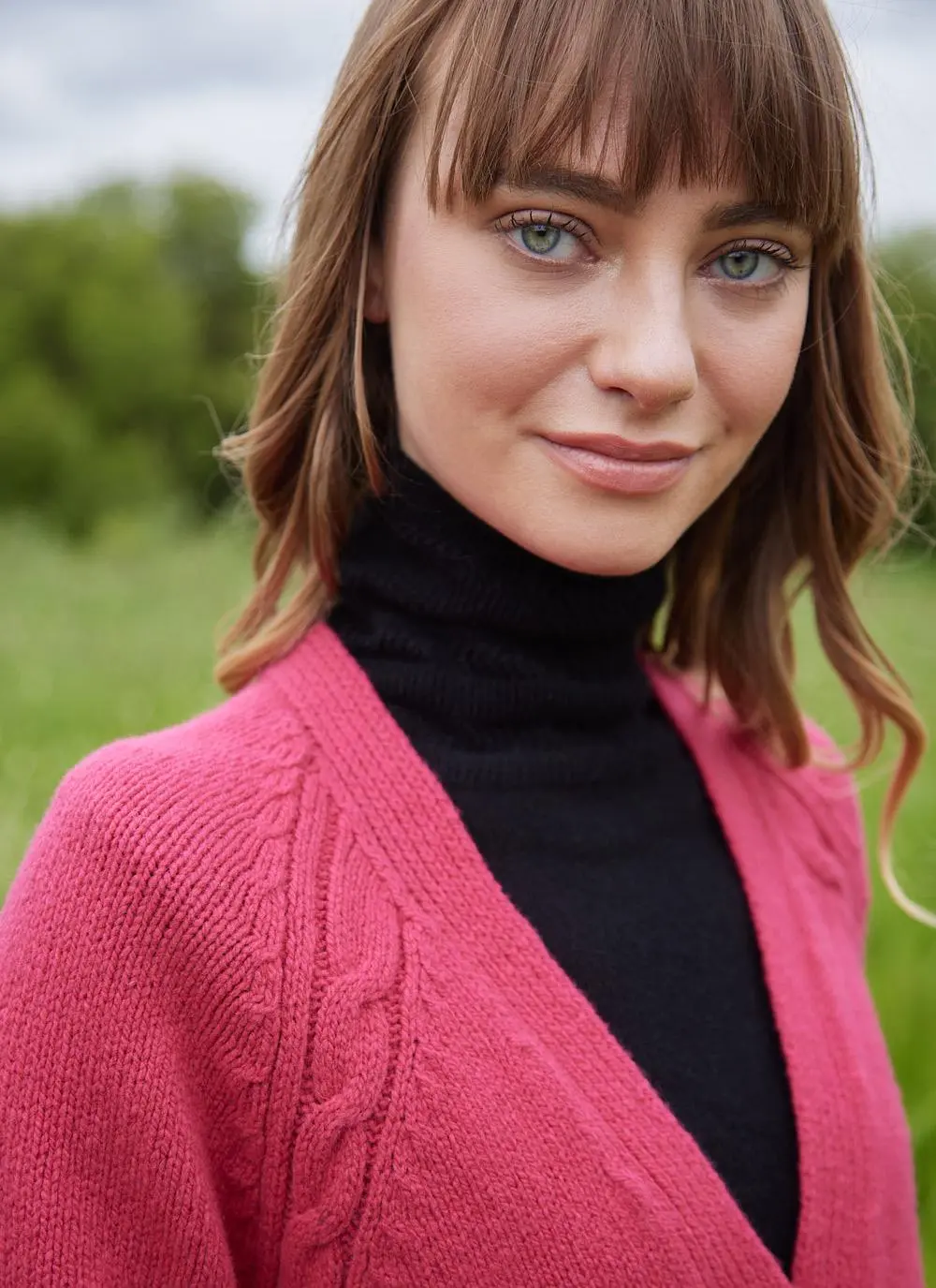 Fisherman Raglan Cable V-Neck Cardigan