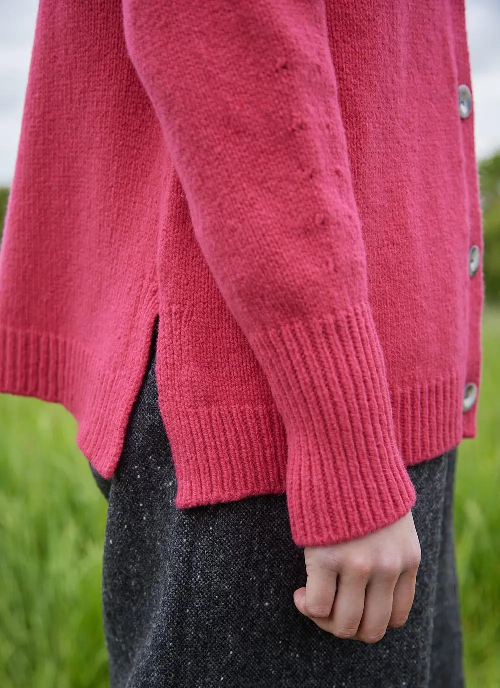 Fisherman Raglan Cable V-Neck Cardigan